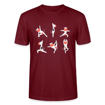 Vache Yoga - T-shirt bio CRAFTER Stanley Stella Unisexe - bordeaux - Devant - Alina (178cm) & Michal (187cm)