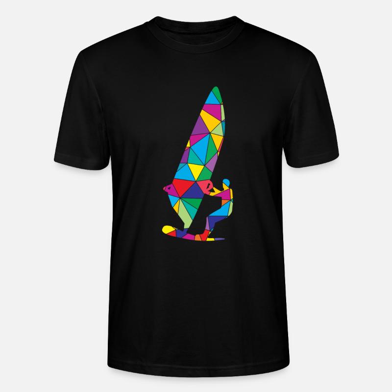 Low Poly Windsurfen Polygon Windsurfen - Stanley/Stella Unisex Bio-T-Shirt CRAFTER - Schwarz
