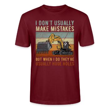 Retro Excavator Slogan Excavator Driver Construction Site - Stanley/Stella CRAFTER Unisex Organic T-Shirt - burgundy - Front - Alina (178cm) & Michal (187cm)