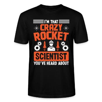 Ingénieur aérospatial Scientifique fou des fusées - T-shirt bio CRAFTER Stanley Stella Unisexe - noir - Devant - Alina (178cm) & Michal (187cm)