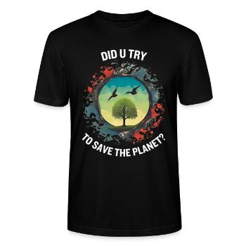AVEZ-VOUS ESSAYÉ DE SAUVER LA PLANÈTE - T-shirt bio CRAFTER Stanley Stella Unisexe - noir - Devant - Alina (178cm) & Michal (187cm)