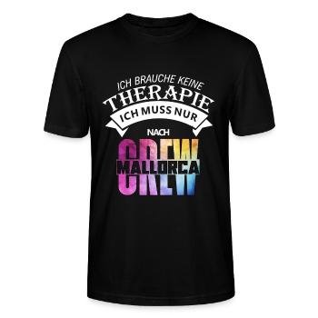 Ich muss nur nach mallorca crew - Stanley/Stella Unisex Bio-T-Shirt CRAFTER - Schwarz - Vorne - Alina (178cm) & Michal (187cm)
