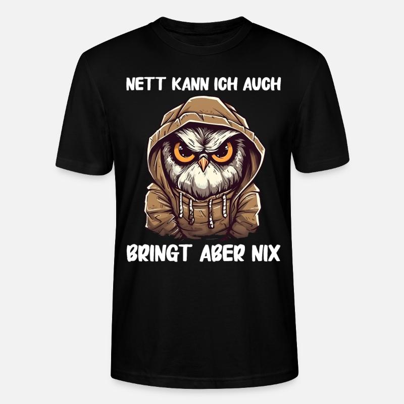Nachteule Eule Eulen Vogel - Stanley/Stella Unisex Bio-T-Shirt CRAFTER - Schwarz