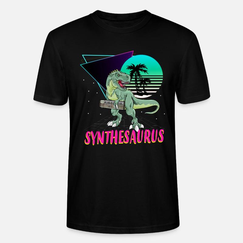 Synthesaurus T-Rex Synthétiseur à clavier - T-shirt bio CRAFTER Stanley Stella Unisexe - noir