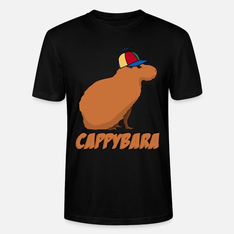 Capybara mit Cappy Capybaras - Stanley/Stella Unisex Bio-T-Shirt CRAFTER - Schwarz