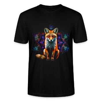 Fuchs Tierliebhaber Geschenk Wildtier Tier Motiv - Stanley/Stella Unisex Bio-T-Shirt CRAFTER - Schwarz - Vorne - Alina (178cm) & Michal (187cm)