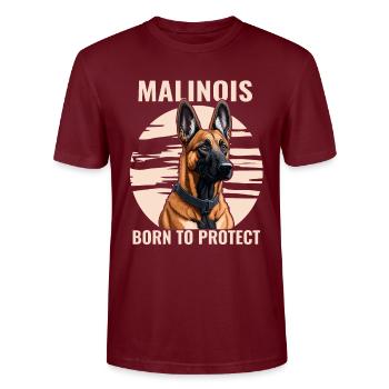 Malinois - Born to protect - Stanley/Stella Unisex Bio-T-Shirt CRAFTER - Burgunderrot - Vorne - Alina (178cm) & Michal (187cm)
