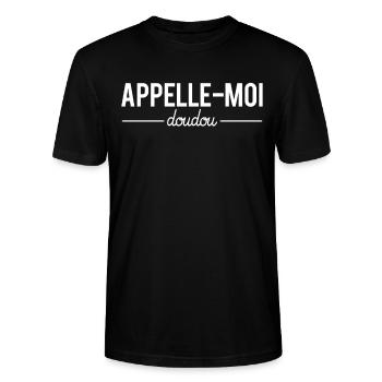 Appelle moi doudou blague couple humour - T-shirt bio CRAFTER Stanley Stella Unisexe - noir - Devant - Alina (178cm) & Michal (187cm)