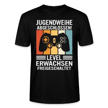 Jugendweihe Mädchen Junge Erwachsen - Stanley/Stella Unisex Bio-T-Shirt CRAFTER - Schwarz - Vorne - Alina (178cm) & Michal (187cm)