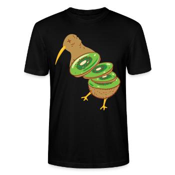 Kiwi Bird Fruit Joke - Stanley/Stella Unisex Bio-T-Shirt CRAFTER - Schwarz - Vorne - Alina (178cm) & Michal (187cm)