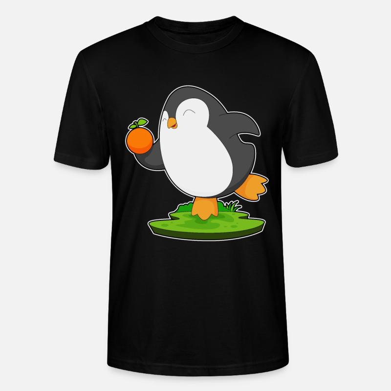 Pingouin Orange Fruit - T-shirt bio CRAFTER Stanley Stella Unisexe - noir