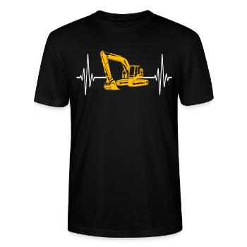Excavatrice Heart Line Conducteur d’excavatrice - T-shirt bio CRAFTER Stanley Stella Unisexe - noir - Devant - Alina (178cm) & Michal (187cm)