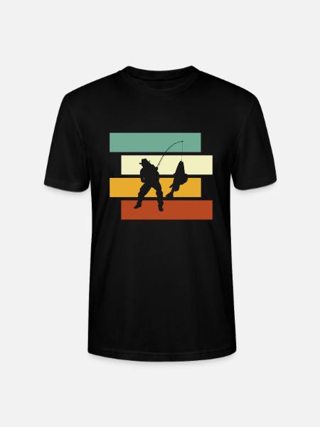 Fishing Retro - Stanley/Stella CRAFTER Unisex Organic T-Shirt - black