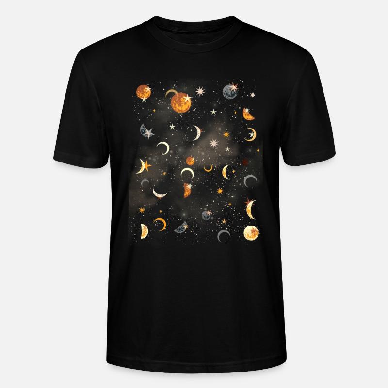 Celestial Aesthetics Moon Star Pattern - Stanley/Stella CRAFTER Unisex Organic T-Shirt - black
