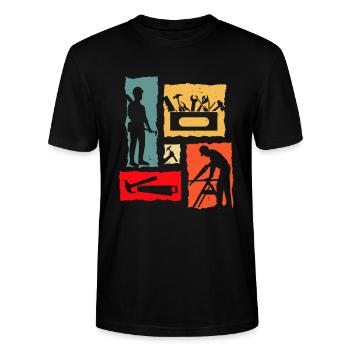 Charpentier Rétro - T-shirt bio CRAFTER Stanley Stella Unisexe - noir - Devant - Alina (178cm) & Michal (187cm)