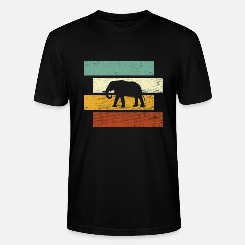 Elefant Retro - Stanley/Stella Unisex Bio-T-Shirt CRAFTER - Schwarz
