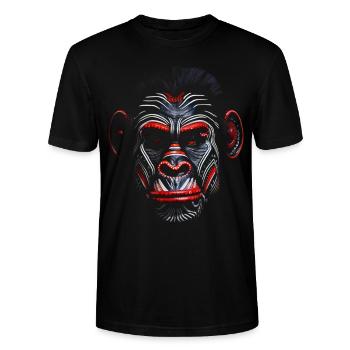Affe Gesichtsbemalung Polygon Bunt Zoo Afrika Tier - Stanley/Stella Unisex Bio-T-Shirt CRAFTER - Schwarz - Vorne - Alina (178cm) & Michal (187cm)