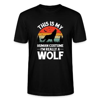 Wolf Animal Wolves Funny Wolf - Stanley/Stella CRAFTER Unisex Organic T-Shirt - black - Front - Alina (178cm) & Michal (187cm)