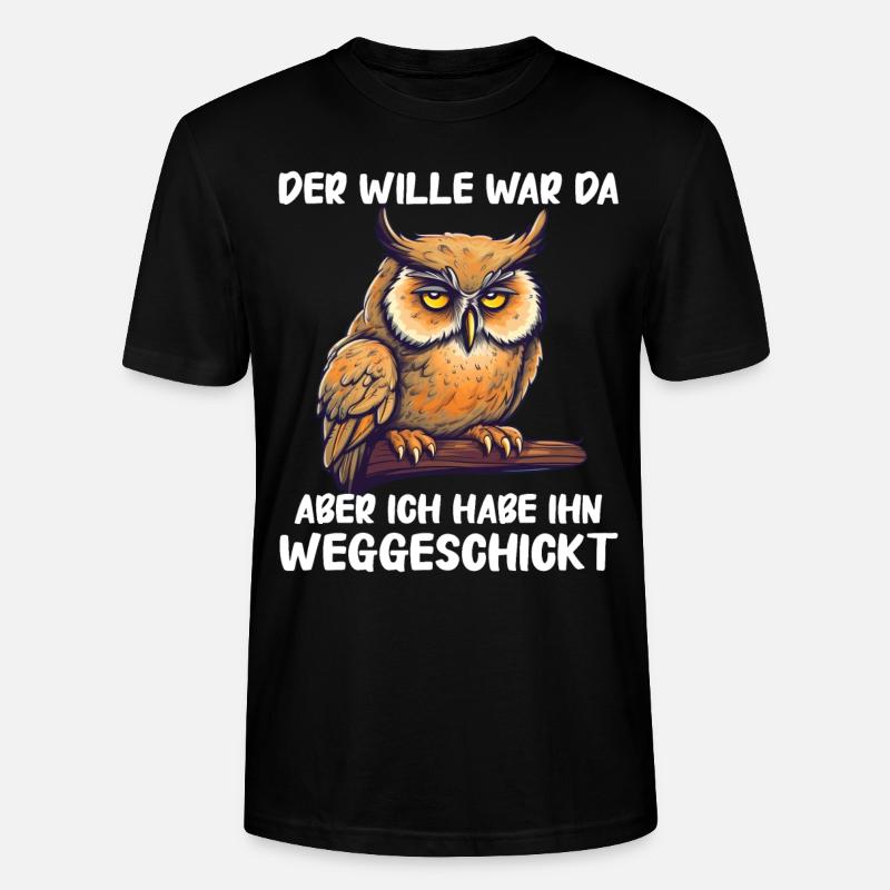 Nachteule Eule Eulen Vogel - Stanley/Stella Unisex Bio-T-Shirt CRAFTER - Schwarz