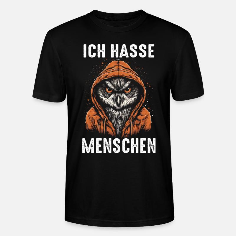 Nachteule Eule Eulen Vogel - Stanley/Stella Unisex Bio-T-Shirt CRAFTER - Schwarz