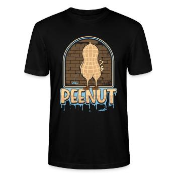 Peenut, Lustige Pinkelnde Erdnuss - Stanley/Stella Unisex Bio-T-Shirt CRAFTER - Schwarz - Vorne - Alina (178cm) & Michal (187cm)