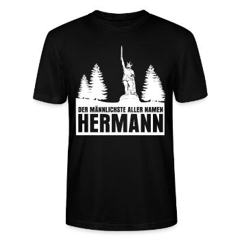 Hermannsdenkmal Witz Detmold Lippe - Stanley/Stella Unisex Bio-T-Shirt CRAFTER - Schwarz - Vorne - Alina (178cm) & Michal (187cm)