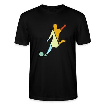 Football Retro - Stanley/Stella CRAFTER Unisex Organic T-Shirt - black - Front - Alina (178cm) & Michal (187cm)