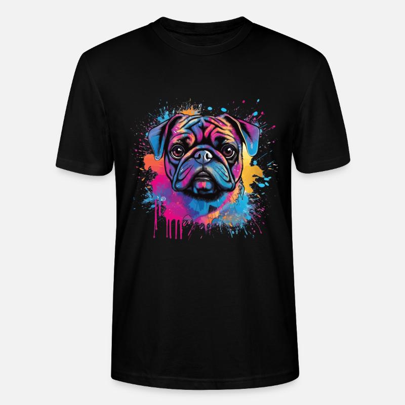 Mops-farbspritzer-design - Stanley/Stella Unisex Bio-T-Shirt CRAFTER - Schwarz