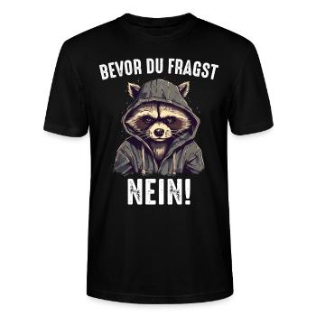 Waschbär Tier Barbados-Waschbär - Stanley/Stella Unisex Bio-T-Shirt CRAFTER - Schwarz - Vorne - Alina (178cm) & Michal (187cm)