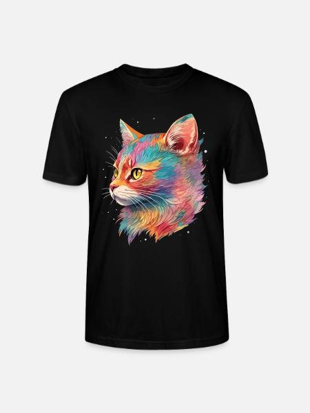 Katt Illustration Katt Ritning Pastell Katt - Ekologisk T-shirt CRAFTER unisex från Stanley/Stella - svart