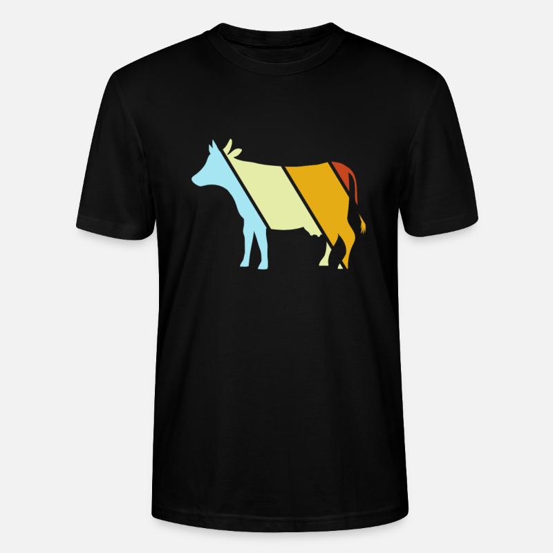 Kuh Retro - Stanley/Stella Unisex Bio-T-Shirt CRAFTER - Schwarz