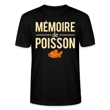 Mémoire de poisson expression humour - T-shirt bio CRAFTER Stanley Stella Unisexe - noir - Devant - Alina (178cm) & Michal (187cm)