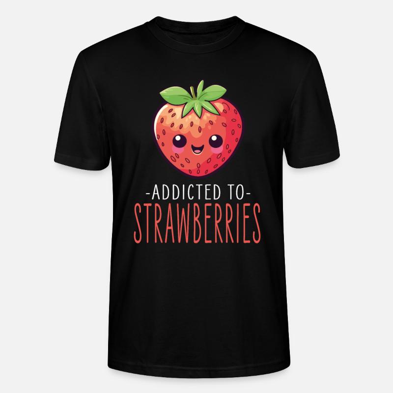 Erdbeere Kawaii - Stanley/Stella Unisex Bio-T-Shirt CRAFTER - Schwarz