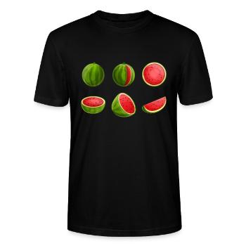 Wassermelone - Stanley/Stella Unisex Bio-T-Shirt CRAFTER - Schwarz - Vorne - Alina (178cm) & Michal (187cm)