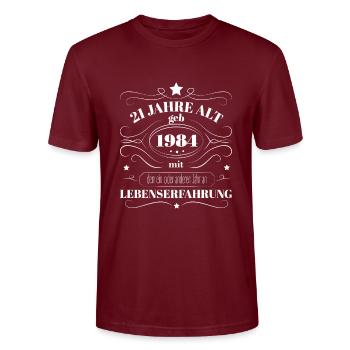 Lustiges Geburtstags Geschenk 1984 geboren Bday - Stanley/Stella Unisex Bio-T-Shirt CRAFTER - Burgunderrot - Vorne - Alina (178cm) & Michal (187cm)
