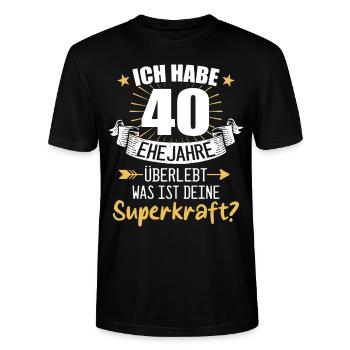 40 Hochzeitstag Geschenk Ehejahre - Stanley/Stella Unisex Bio-T-Shirt CRAFTER - Schwarz - Vorne - Alina (178cm) & Michal (187cm)
