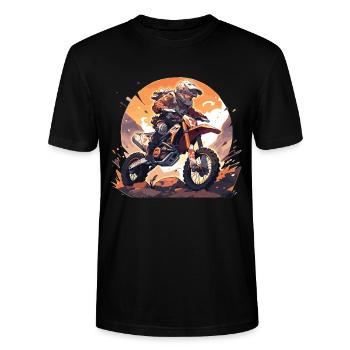Motocross Dirtbike Motocross Motocross Motorrad - Stanley/Stella Unisex Bio-T-Shirt CRAFTER - Schwarz - Vorne - Alina (178cm) & Michal (187cm)