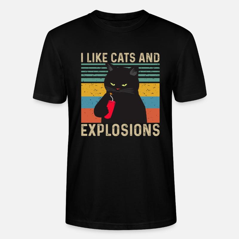 J’aime Cats and Explosions - T-shirt bio CRAFTER Stanley Stella Unisexe - noir