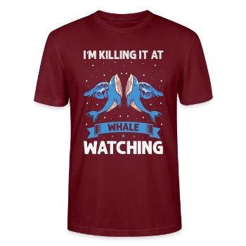Beluga Whale Design für Meeressäuger und Orca - Stanley/Stella Unisex Bio-T-Shirt CRAFTER - Burgunderrot - Vorne - Alina (178cm) & Michal (187cm)