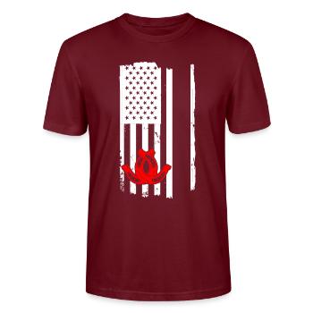 Flag USA Horseshoe Pitching - Stanley/Stella CRAFTER Unisex Organic T-Shirt - burgundy - Front - Alina (178cm) & Michal (187cm)
