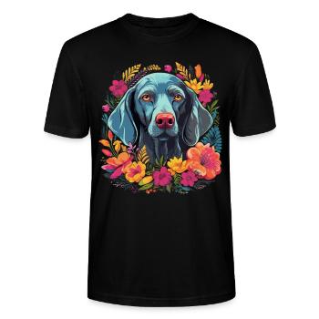 Weimaraner Hund Geschenk - Stanley/Stella Unisex Bio-T-Shirt CRAFTER - Schwarz - Vorne - Alina (178cm) & Michal (187cm)