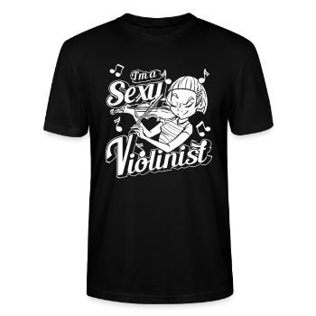 Violon Violon - T-shirt bio CRAFTER Stanley Stella Unisexe - noir - Devant - Alina (178cm) & Michal (187cm)