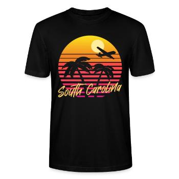 Caroline du Sud - T-shirt bio CRAFTER Stanley Stella Unisexe - noir - Devant - Alina (178cm) & Michal (187cm)