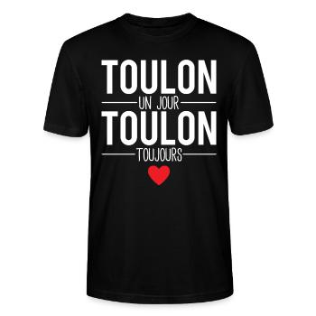 Toulon un jour toulon toujours cadeau toulonnais - T-shirt bio CRAFTER Stanley Stella Unisexe - noir - Devant - Alina (178cm) & Michal (187cm)