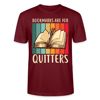 Lesezeichen sind für Quitters Buchliebhaber - Stanley/Stella Unisex Bio-T-Shirt CRAFTER - Burgunderrot - Vorne - Alina (178cm) & Michal (187cm)