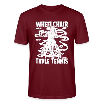 Tischtennis Pingpong Rollstuhl - Stanley/Stella Unisex Bio-T-Shirt CRAFTER - Burgunderrot - Vorne - Alina (178cm) & Michal (187cm)