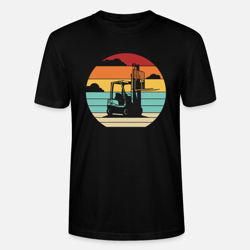 Retro Teleskoplader Gabelstaplerfahrer - Stanley/Stella Unisex Bio-T-Shirt CRAFTER - Schwarz