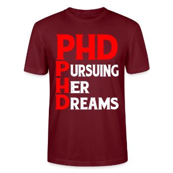 Ph.D. Poursuivre ses rêves 8 - T-shirt bio CRAFTER Stanley Stella Unisexe - bordeaux - Devant - Alina (178cm) & Michal (187cm)