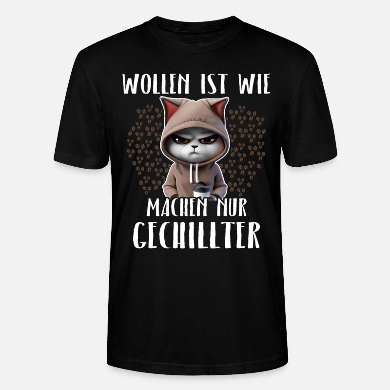 Wollen Machen Katze - Stanley/Stella Unisex Bio-T-Shirt CRAFTER - Schwarz