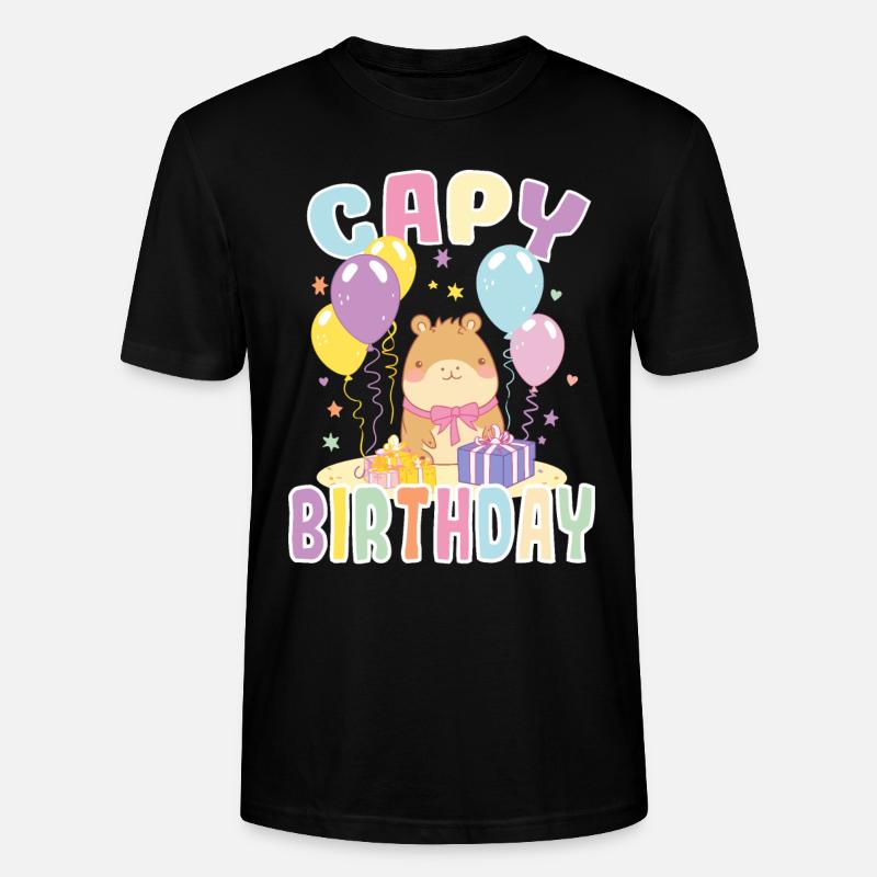 Capy Anniversaire Mignon Capybara Anniversaire - T-shirt bio CRAFTER Stanley Stella Unisexe - noir